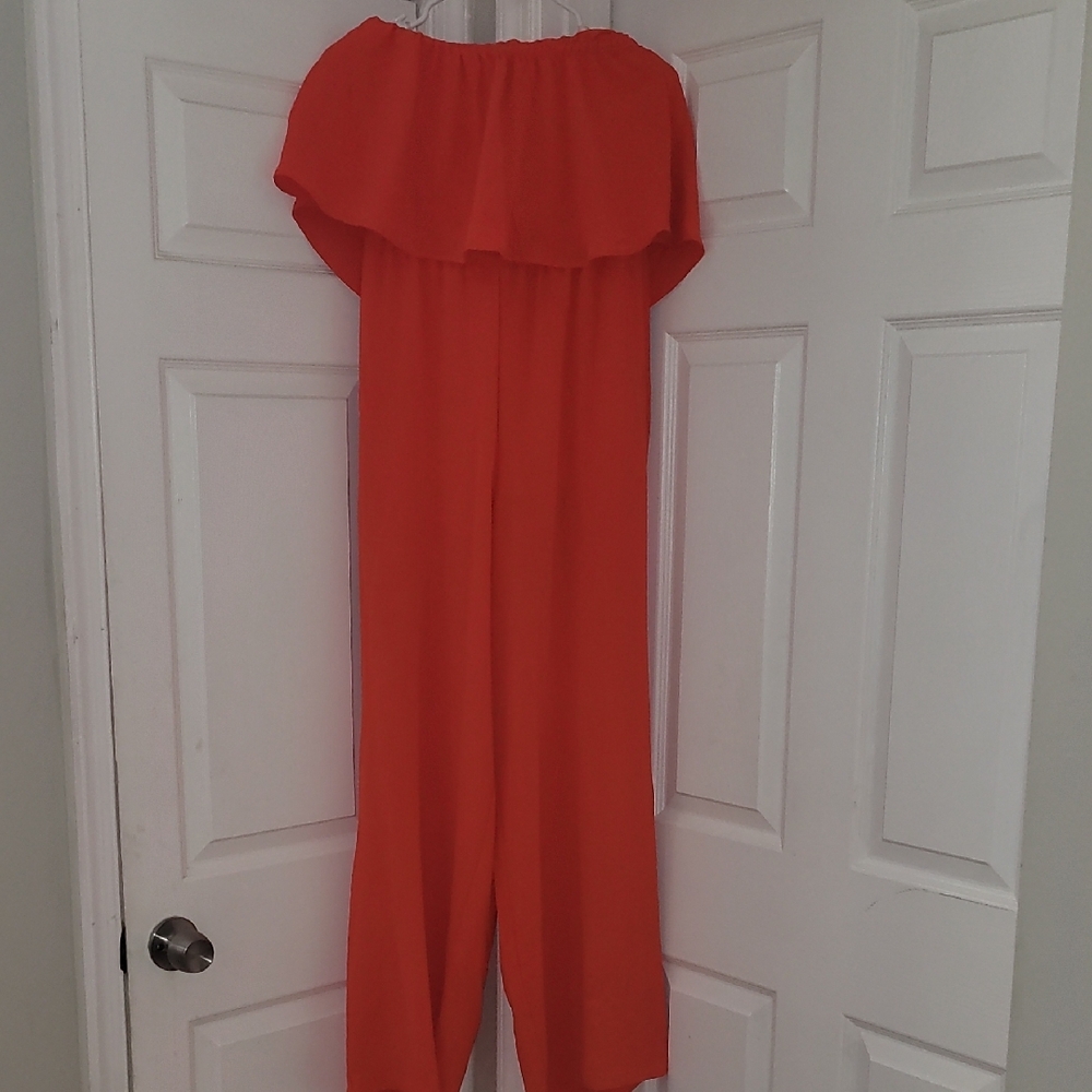 Elegant Orange Off-Shoulder Jumpsuit
